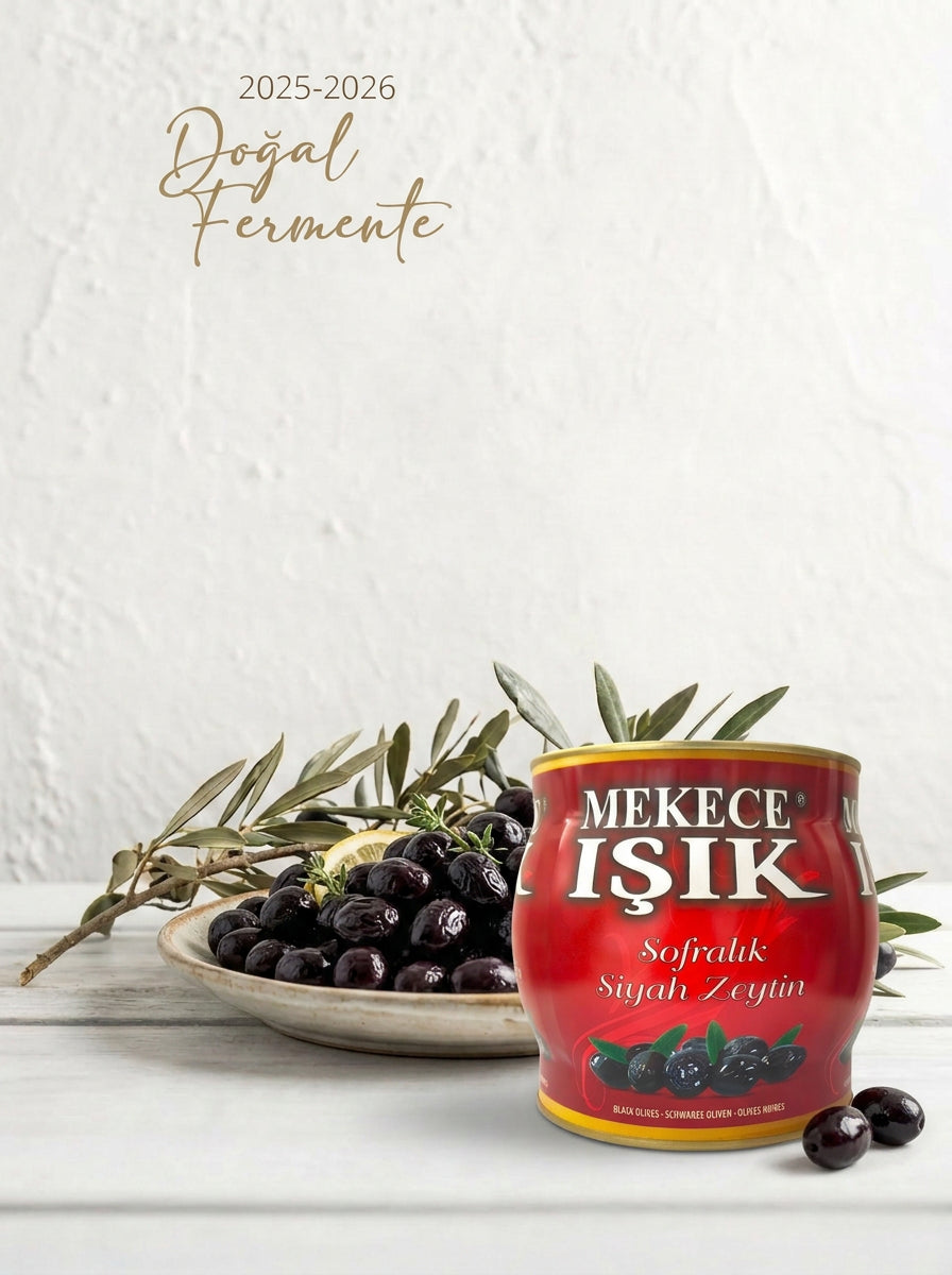 Mekece Işık sofralık siyah zeytin - 2000g kırmızı teneke kutu