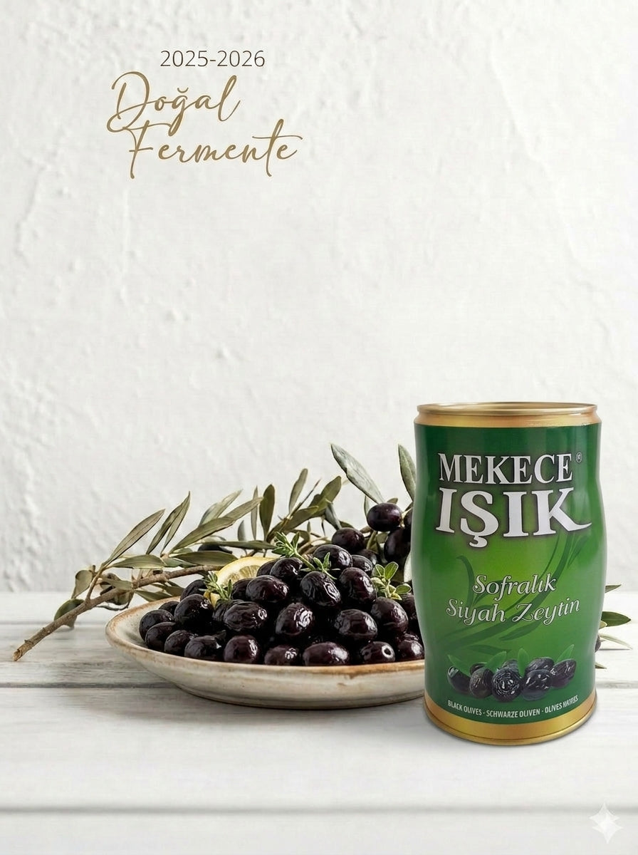 Mekece Işık sofralık siyah zeytin - 1000g yeşil teneke kutu