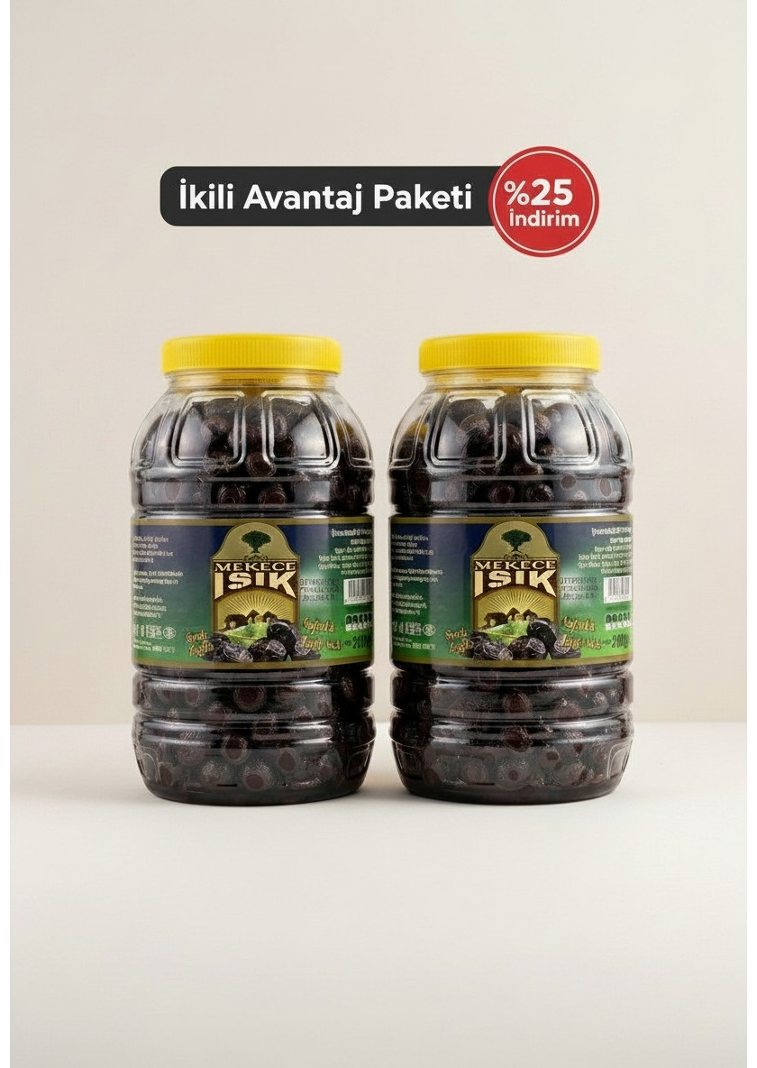 2'li siyah zeytin paketi Mekece Işık 450 TL ekonomik avantaj paketi sofralık zeytin